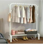 Clothes Rail Stand White For Indoor Outdoor, Clothing Hanger Stand Single-Pole Rod Drying Stand Rack For Balcony Hanging Clothes Heavy Duty Steel AMZ-ZF37F83FE3DE261874ECDZ - Image 2