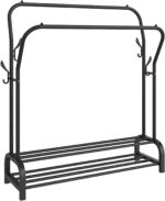 Metal Garment Rack, علاقة ملابس, Freestanding Hanger Double Rails, Heavy Duty Drying Rack with 2-Tier Lower Storage Shelf, Hanging Clothes Rail for Bedroom (Black) - Image 6