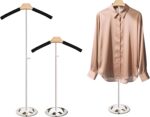 Shirt Display Stand Adjustable Height 20-36" Stainless Steel Base & Foam-Padded Hangers, Premium Clothing Display for Delicate Fabrics, T-Shirt Display Stand for Vendors, Retail Stores (Black, 2pcs) - Image 8