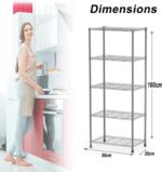 5-Tier Metal shelving units for storage wire shelves Rack, Metal Wire Large Shelving Rack Organizer with Adjustable Shelf Height for Garage Kitchen Office Storages 58x35x160cm 200kg Capacity Silver - Image 4