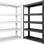 5-Tier Metal Shelving Unit - Adjustable Industrial Sto Rack for Ga Basement & Warehouse 72" H x 35" W x 20" D Easy Assembly White Steel