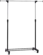 Amazon Basics Clothes Rail with Wheels, Chrome, 91.5-145cm x 42cm x 134-161cm - Image 3