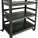 Heavy Duty 5-Tier Garage Shelving - Adjustable Metal Storage Rack with Lockable Wheels Industrial Standalone Shelves for Warehouse & Shed (60x40x80cm)