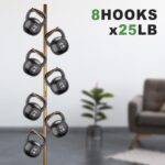 SKY-TOUCH Free Standing Hall Coat Tree with 7 Hooks, Stand Tree Rack with Marble Round Base, Entryway Coat Stand for Purses, Clothes, Scarves, for Hallway, Bedroom, Living Room, Golden-170*30*30cm - Image 4