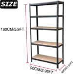 1 Pack Garage Shelving Racking Unit - 180x90x40cm Black Garage Storage Shelves - Heavy Duty 175kg Capacity Per Shelf - 5 Tier Shelf Unit - Metal & MDF Boltless Assembly System - Image 3