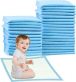 Cute 'n' Cuddle Baby Disposable Changing Mats, 60x45cm Blue Pack of 30, Waterproof, Ultra-Soft & Highly Absorbent Diaper Changing Pads, Leakproof Underpads for Newborns & Infants