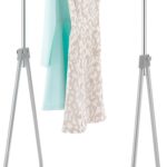 Whitmor Foldable Garment Rack - Rolling Clothes Hanger - Adjustable Height,Silver