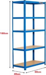 Rhino Racking - 5 Tier Heavy-Duty Industrial Storage Shelves - Blue - 180x90x45cm - Image 2