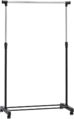 Amazon Basics Clothes Rail with Wheels, Chrome, 91.5-145cm x 42cm x 134-161cm