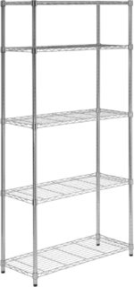 Honey-Can-Do, 5-Tier Chrome Heavy-Duty Adjustable Shelving Unit with 200-lb Per Shelf Weight Capacity - Image 4