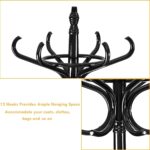 GOFLAME 73" Coat Rack Freestanding, Wooden Coat Tree with 12 Hooks and Umbrella Stand, Entryway Hall Tree, Hat Hanger Organizer, Coat Rack Stand for Coats, Hats, Scarves, Bags, Easy Assembly, Black - Image 8
