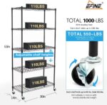 EFINE 5-Shelf Shelving Units and Storage on Wheels with Shelf Liners Set of 5, NSF Certified, Adjustable Carbon Steel Wire Shelving Unit Rack for Garage, Kitchen, Office(63H X 30W X 14D) - Image 3