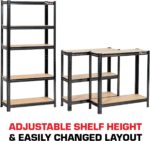 Rhino Racking Heavy-Duty Garage Shelving unit – 5-Tier Steel Storage Shelves, Boltless Shelves, Industrial Shelving, Black, 200kg Per-Tier, 150x75x30cm - Image 6