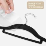 HOUSE DAY Clothes Hangers Pack of 100 Velvet Coat Hangers Black Non-Slip Space Saving Hangers Adult Hangers L16.8 D1/4" - Image 4