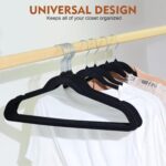 SKY-TOUCH Velvet Hangers 50 Pack - Non-Slip Premium Hangers for Clothes, Felt heavy Duty Coat Hangers with 360° Swivel Hooks for Suits, Jackets, Trousers, Jeans,Black - Image 2