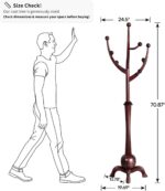 Bekrvio Coat Rack Freestanding Wood Tree Rack with 8 Hooks, Creative Design Tree Branch-look, Coat Tree Clothes Hanger Stand with Stable Sphere Base for Entryway, Hallway, Bedroom (Wine Red) - Image 2