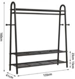 135cm 3-Layer Clothes Rack, Metal Garment Rack, Coat Rack Shoes Rack, Clothes Rail Stand, Multipurpose Clothes Hanger Organizer - Image 8