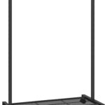 SONGMICS Clothes Rack with Wheels, Garment Rack, with Dense Mesh Shelf, 2 Brakes, Sturdy Steel Frame, Black UHSR25BK