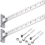 Wall Mounted Folding Clothes Rack, 2 Pieces Stainless Steel Coat Hooks, Space Saving Clothes and Closet Rod Storage Rack Heavy Duty Drying Rack for Laundry Room Bedroom Bathroom Kitchen