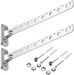 Wall Mounted Folding Clothes Rack, 2 Pieces Stainless Steel Coat Hooks, Space Saving Clothes and Closet Rod Storage Rack Heavy Duty Drying Rack for Laundry Room Bedroom Bathroom Kitchen