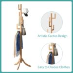 Coat Rack Freestanding, Bamboo Cactus Coat Tree, Adjustable Height Wooden Coat Stand with 6 Hooks, kids coat rack, Used In The Bedroom Living Room, Office To Hang Clothes, Hats, Bags - Image 8