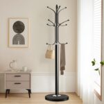 Jorunb Coat Hanger Stand Bedroom Clothes Hanger Stand Metal Coat Rack Stand Free Standing Hall Tree for Hanging Scarf, Bag, Jacket, Home Entry-way Hat Hanger Organizer (small, black) - Image 3