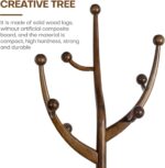 Coat Rack Freestanding Wood Tree Rack with 8 Hooks, Creative Design Tree Branch-look, Coat Tree Clothes Hanger Stand with Stable Sphere Base for Entryway, Hallway, Bedroom - Load 160lbs (Walnut Brown) - Image 4