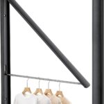Foldable Coat Hangers, Wall Hanger Wall Mounted Retractable Drying Rack, 0.43'' 1.1CM Thickness Space Saving Laundry Racks and Closet Organizer, Aluminum (Black)
