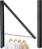 Foldable Coat Hangers, Wall Hanger Wall Mounted Retractable Drying Rack, 0.43'' 1.1CM Thickness Space Saving Laundry Racks and Closet Organizer, Aluminum (Black)
