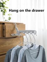 Folding Clothes Hanger, Portable Mini Drying Rack Closet Organizer Space Saver for Indoor, Travel, Camping - Image 2