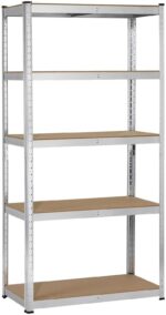 Yaheetech Heavy Duty 5 Tier Metal Garage Shelving Unit Boltless Storage Shelves Shed Kitchen Racking,180 x 90 x 40 cm