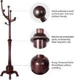 Bekrvio Coat Rack Freestanding Wood Tree Rack with 8 Hooks, Creative Design Tree Branch-look, Coat Tree Clothes Hanger Stand with Stable Sphere Base for Entryway, Hallway, Bedroom (Wine Red) - Image 3