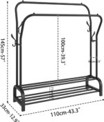 Metal Garment Rack, علاقة ملابس, Freestanding Hanger Double Rails, Heavy Duty Drying Rack with 2-Tier Lower Storage Shelf, Hanging Clothes Rail for Bedroom (Black) - Image 2