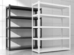 Heavy duty Boltless Angle Shelf Bolt Free Rack 76x 35x 152Meter 5 & 4 levels Warehouse Garage Storage Rack Capacity per shelf 374 kg (Black 5 Layer, 90 x 45 x 200 CM)