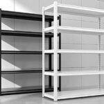 Heavy duty Boltless Angle Shelf Bolt Free Rack 76x 35x 152Meter 5 & 4 levels Warehouse Garage Storage Rack Capacity per shelf 374 kg (Black 5 Layer, 90 x 45 x 200 CM)