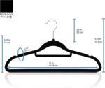 GVTECH Premium Velvet Hangers, [50 Pack] Non Slip and Heavy Duty Velvet Suit Hangers (45cm) with Tie Bar, 360° Swivel Hooks, Sturdy to Hold Jumper, Pullovers, Jackets & Hoodies (50 Pack, Black) - Image 2