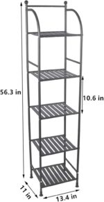 U HOOME 5 Tier Bathroom Storage Shelf, Free-Standing Metal Corner Rack, Narrow Shelving Unit Organizer, Multifunctional Storage Rack for Kitchen Garage Pantry - Image 2