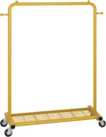 Sywhitta Clothes Rack on wheels, Clothing Rack with Bottom Mesh Storage Shelf,Sturdy Metal Frame,Rolling Garment Rack for Hanging Clothes,Coats,Skirts,39.76" L x 16" W x 64.56" H,Golden - Image 8