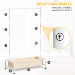 MISSLO Kids Clothing Rack with Basket Small Dress Up Storage Short Toddler Dress Up Rack Kids Closet for Baby Clothes, White - Image 6