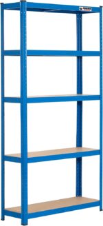 Rhino Racking - 5 Tier Heavy-Duty Industrial Storage Shelves - Blue - 180x90x30cm