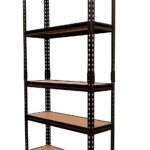 Rincy® Black Adjustable 5-Shelf Shelving Unit Storage Rack Utility Rack Garage Shelves Display Rack Stainless Steel Metal Boltless Rivet Rack 60"(H) x 24"(L) x 12" (D) - 5-Shelf (Black)