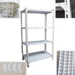 Kriston Garage Shelf Unit (120*45*2m) White 4 Layers Steel Panel Boltless Rack for Bomb Shelter Warehouse Organizer Storage Office,Home Shelves