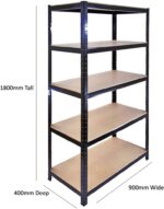 The Shopfitting Shop 5 Tier Boltless Garage Shelving Workshop Storage Racking Shelves Heavy Duty Metal 1800 x 900 x 400 - Image 3