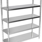 Storage Shelves, 5 Tier Shelf Adjustable Stainless Steel Shelves, Sturdy Metal Shelves Heavy Duty Shelving Units and Storage for Kitchen Commercial Office Garage Storage, 47L X 16W X 59H 1650Lbs Total