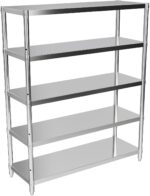 Storage Shelves, 5 Tier Shelf Adjustable Stainless Steel Shelves, Sturdy Metal Shelves Heavy Duty Shelving Units and Storage for Kitchen Commercial Office Garage Storage, 47L X 16W X 59H 1650Lbs Total