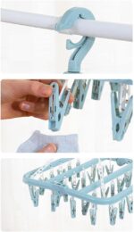 Foldable Laundry Hanger Drying Racks with 32 Clips,Baby Clothes Drying Rack,Laundry Clothes Hangers for Drying Socks,Towels,Bras,Diapers,Baby Clothes (1, Blue) - Image 5