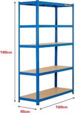 Rhino Racking - 5 Tier Heavy-Duty Industrial Storage Shelves - Blue - 180x120x45cm - Image 2