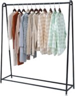 Beauenty Cloth Hanger Stand, 180 * 180CM Long Garment Rail Clothes Rail Strong Load-bearing Garment Rack Multi-Purpose Cloth Hanging Display in Boutique Entryway Closet (Black)