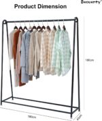 Beauenty Cloth Hanger Stand, 180 * 180CM Long Garment Rail Clothes Rail Strong Load-bearing Garment Rack Multi-Purpose Cloth Hanging Display in Boutique Entryway Closet (Black) - Image 2