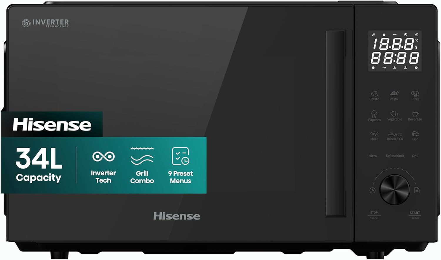 61pHply5rL._AC_SL1500_.jpg Hisense 34 Liters, Large Microwave Oven and Grill Combo, 1000W, 10 Power Levels, 9 Preset Menus, Anti Bacteria, Ceramic Interiors, Touch Control, H34MOBS10HG(Amazon Exclusive) - Image 1